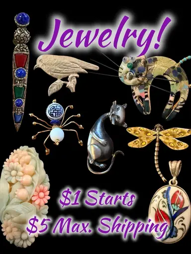 Jewelry! Sterling, Celluloid, Micro Mosaics, Damascene & More!