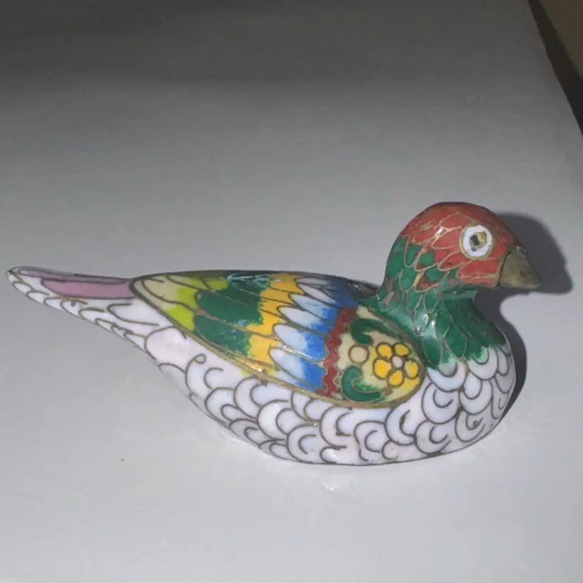 Cloisonné Enamel Duck Bird Figurine 3” long