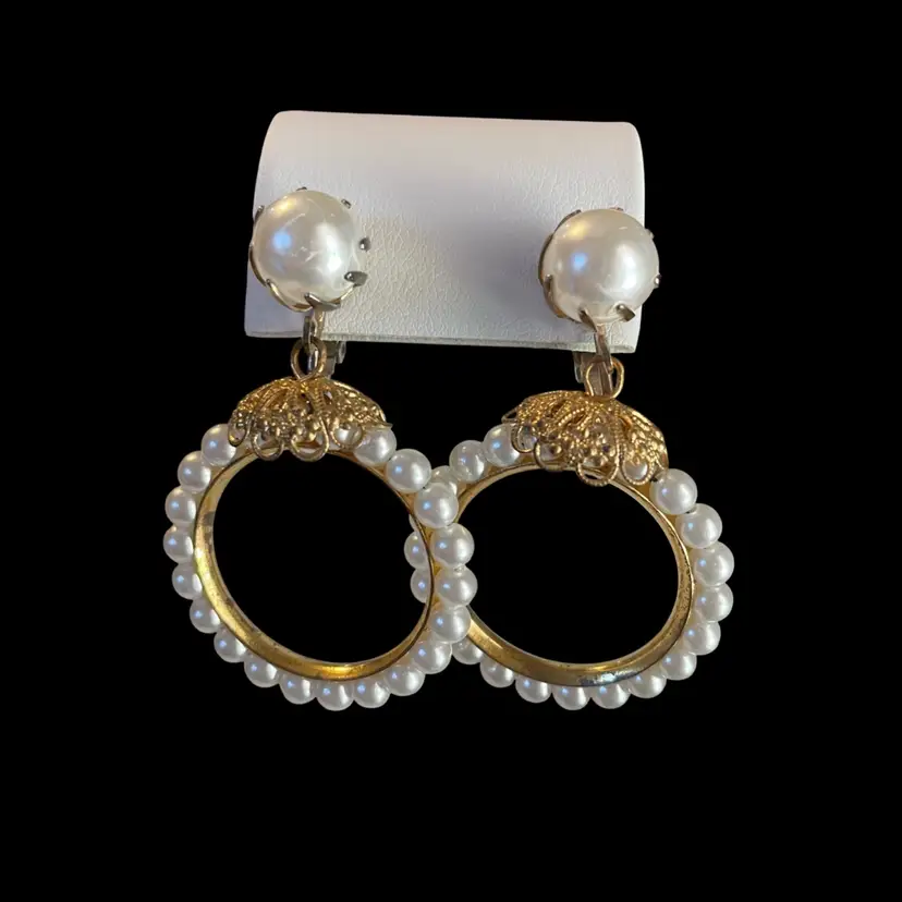 @@ Faux Pearl Clip On Earrings