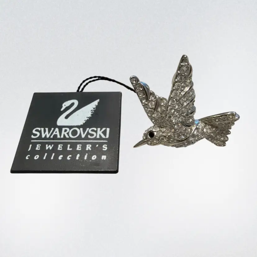 Vintage Swan Swarovski Rhinestone Bird In Flight Brooch NWT, 1.5”