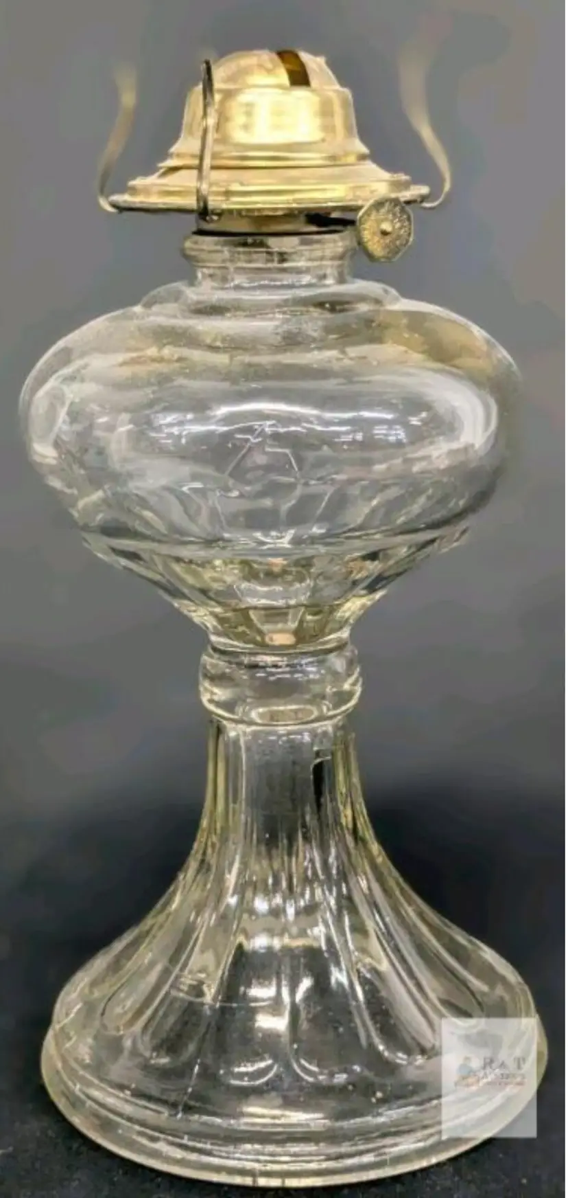 Vintage 1940s Eagle Clear Glass 10.5" Kerosene Oil Lamp,