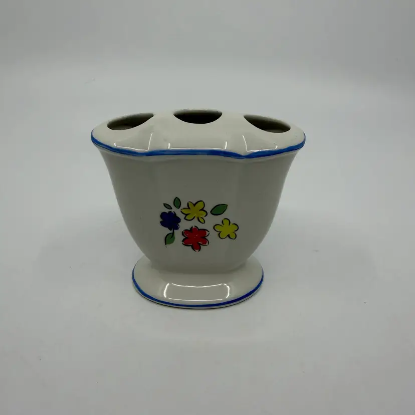 Vtg Hand Painted Old Foley-James Kent Ceramic Flower Frog/Toothbrush Holder England
