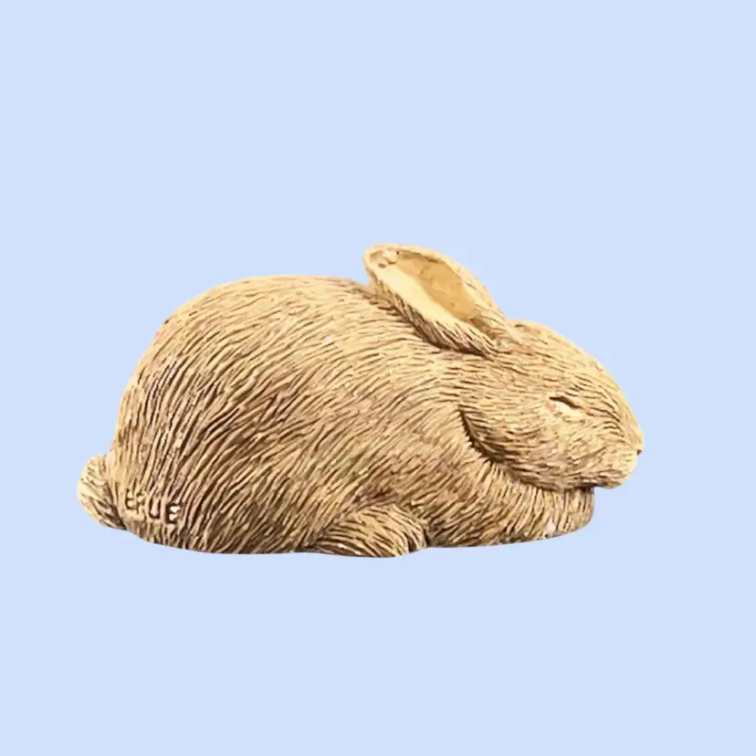 #131- Vintage Bunny Figurine Miniature Sleeping Crouching Rabbit by Sandra Brue Sandicast 1986