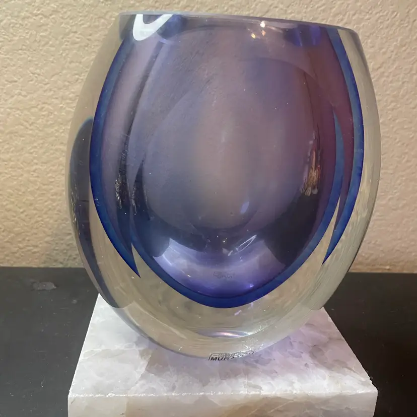 Exquisite Favio Poli For Seguso Murano Italy 7” Faceted Sommerso Vase