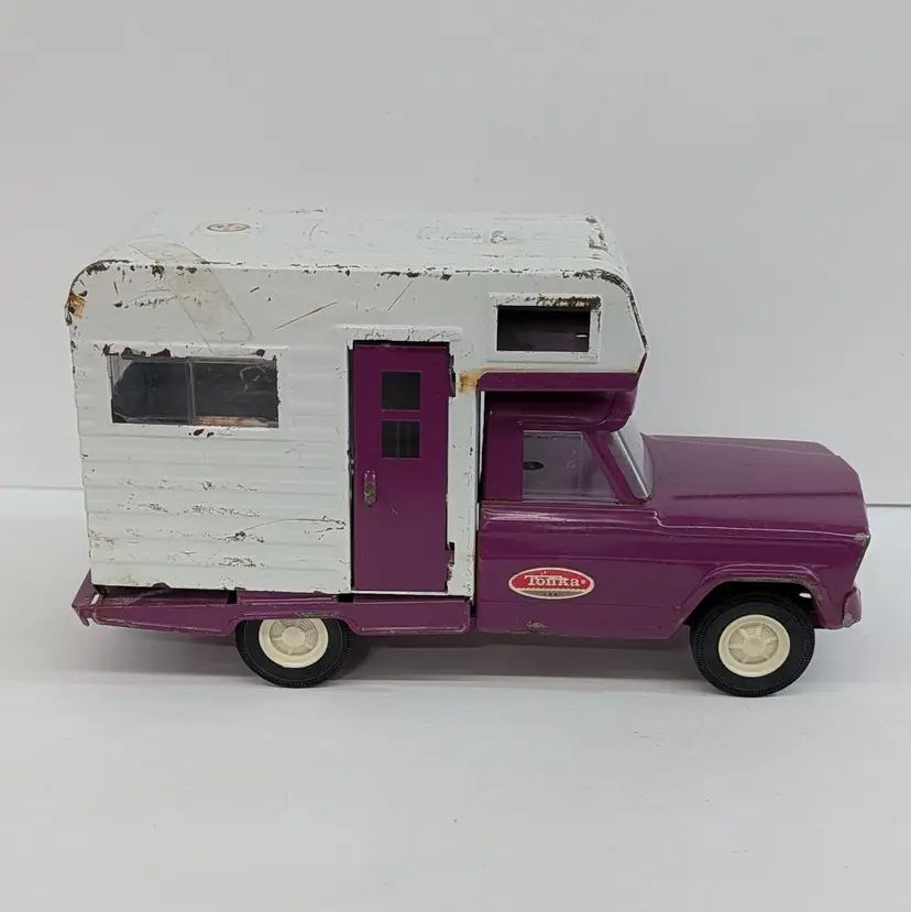 Vintage 1960's Mini Tonka Jeep Camper No 1070 Purple White Pressed Steel