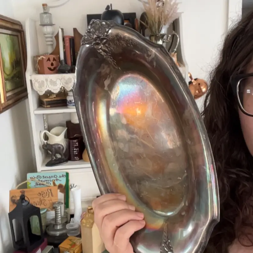 Silver plate Tray Floral Design