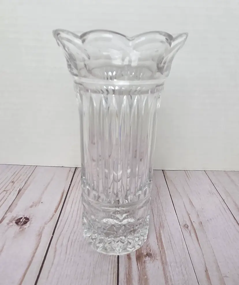 Fifth Avenue Poland Crystal Vase Approximately 7.25 Inches Tall