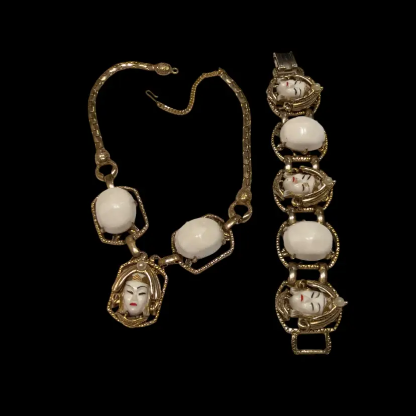SELRO / SELINI Paul Slender Demi-Parure Exceptionally Rare “Asian Princess”  Necklace & Bracelet Set