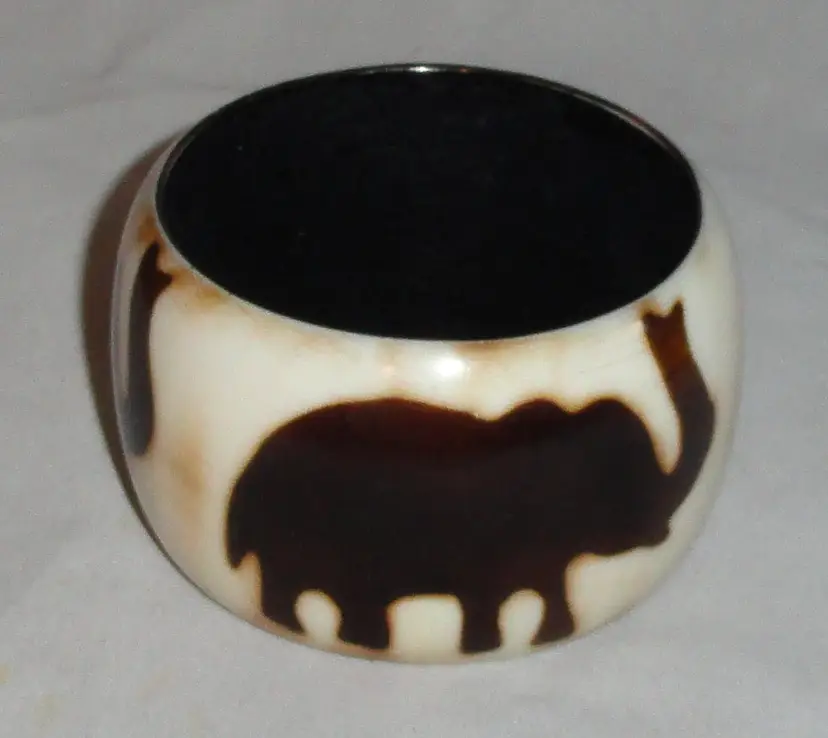 Elephant Bangle Bracelet ~ Trunks Up ~ 2” Faux Shell