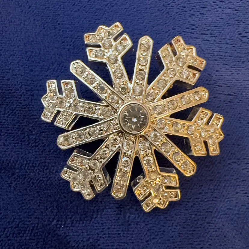 Monet Rhinestone Snowflake Brooch