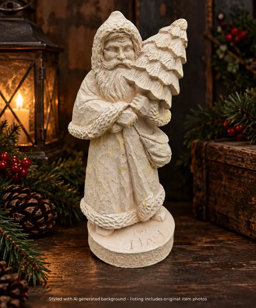 Vintage Old World Santa DIY Resin Mold 1989 Wood World Italy Paintable Figurine