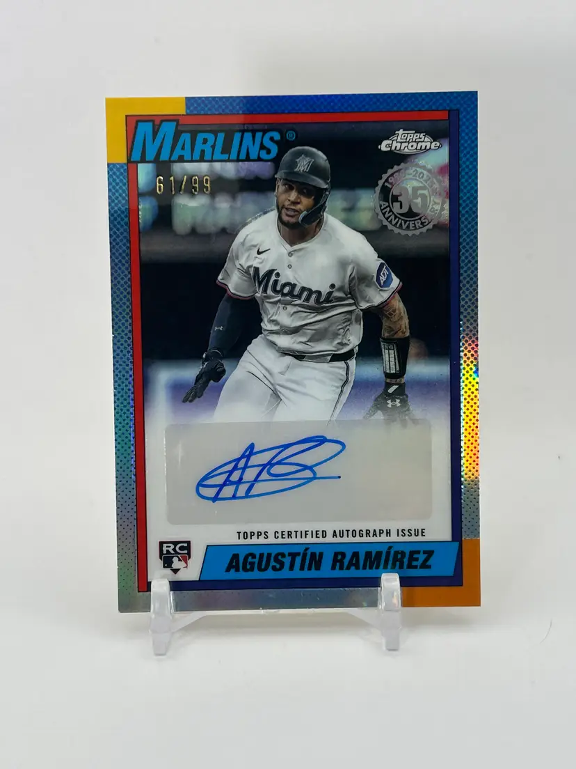Agustín Ramírez - 2025 Topps Baseball 1990 Throwback Auto /99 - Miami Marlins