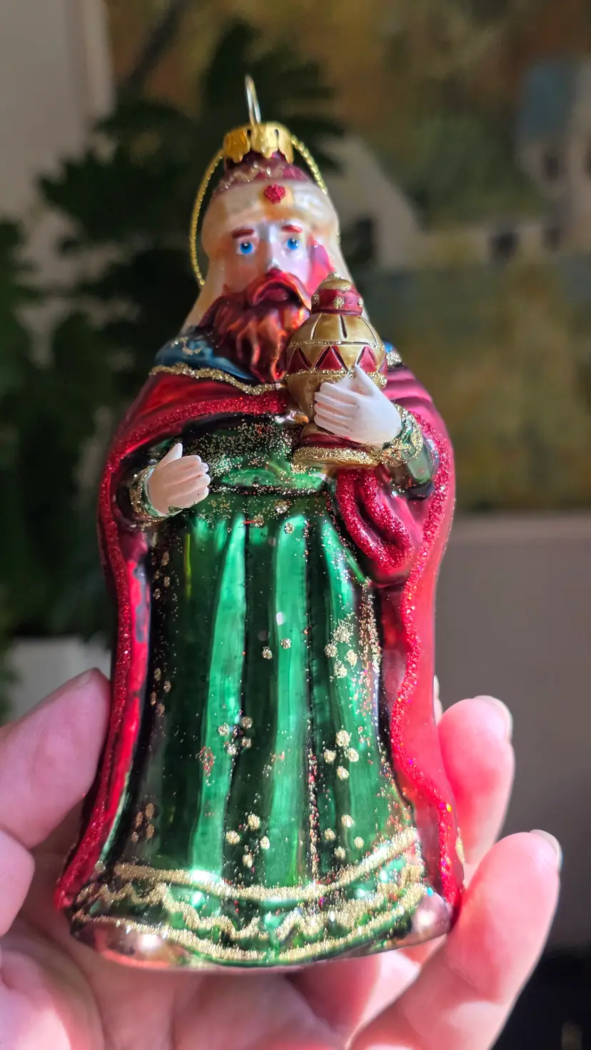 Set of 2 Premium Blown Glass Wise Men Ornaments