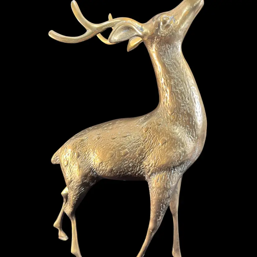 Classic Hollywood Regency Mid-Century Modern Solid Brass Stag Figurine