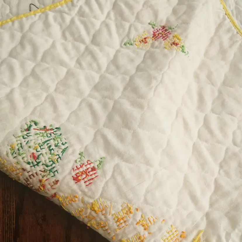 Vintage Handmade Cross Stitch Baby Blanket Dumbo Elephant Disney