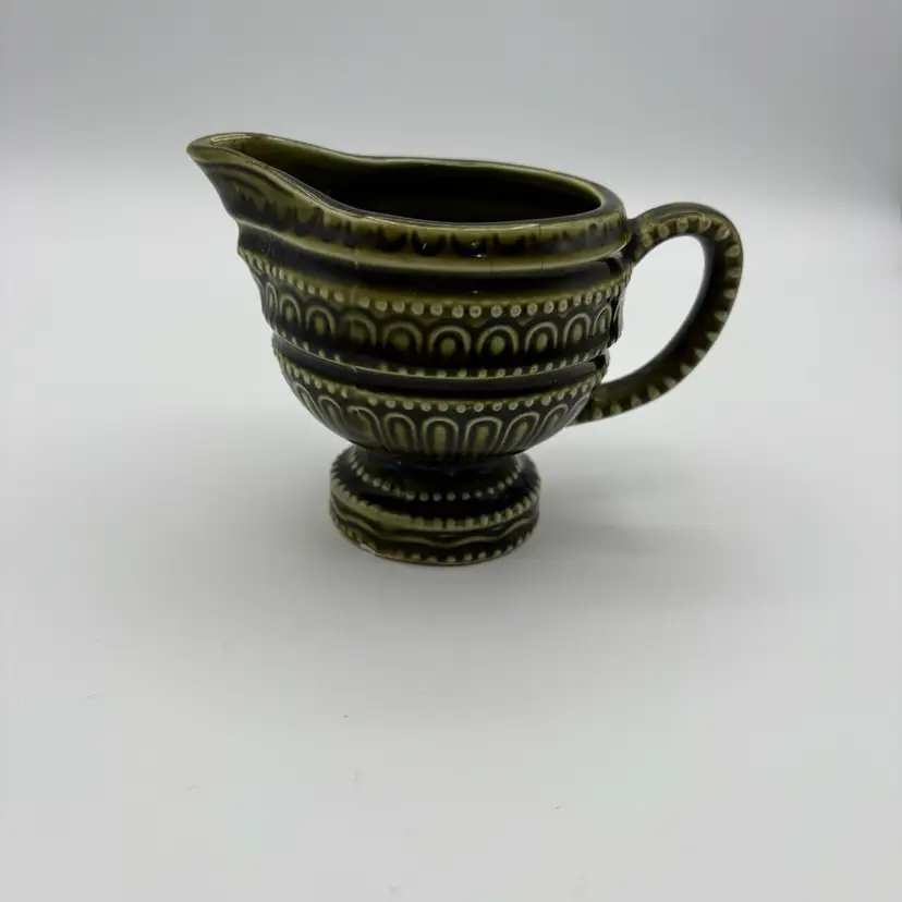 avocado green ceramic creamer pitcher