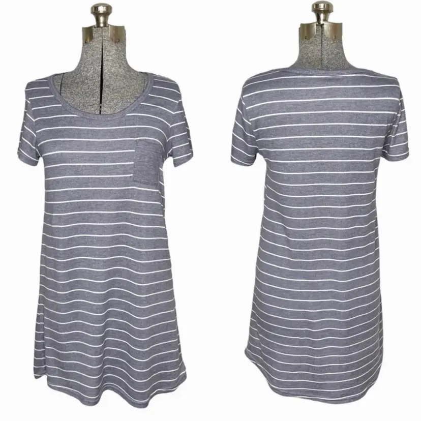 Tahari Blue & White Striped Knit Tee Shirt Casual Dress
