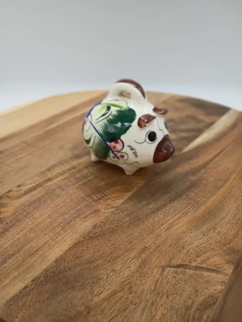 Tonala Art Pottery Mexican Folk Art Pottery Mini Piggy Bank Coin Bank