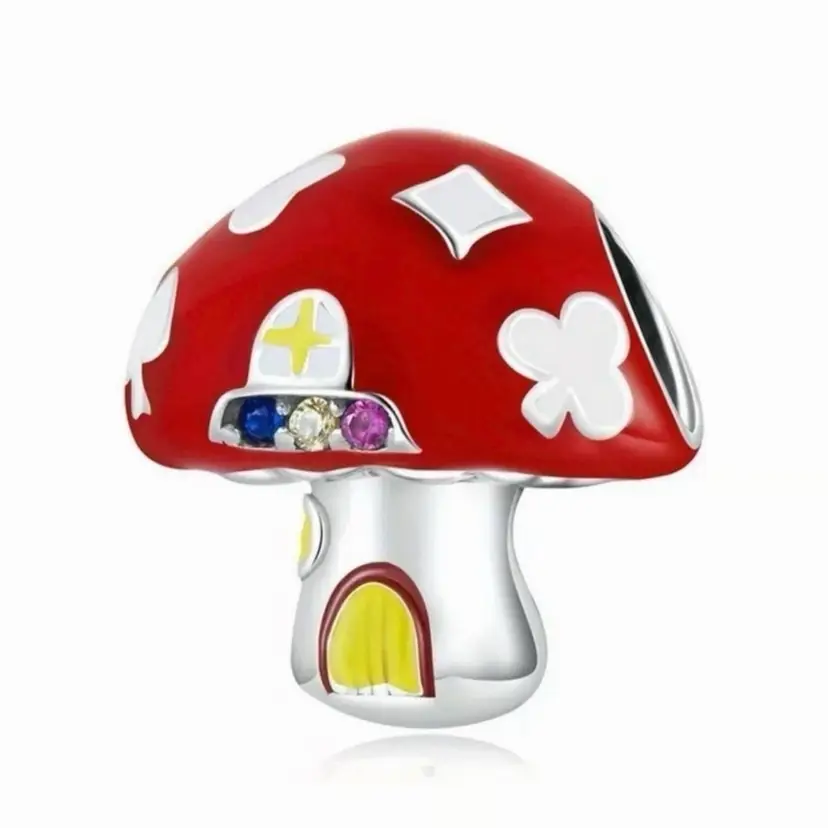 Mini Red White Mushroom Crystal European Charm - Collectable Limited Edition