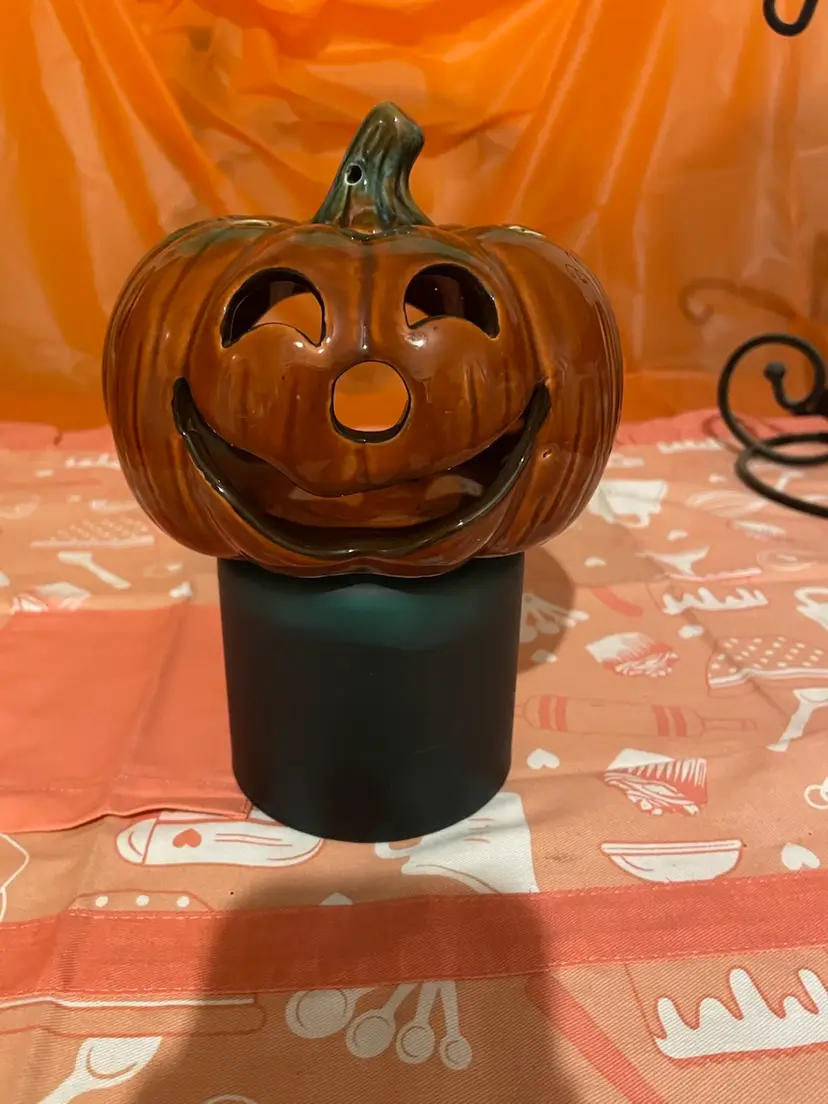 Cute Glazed Pumpkin Votive Holder