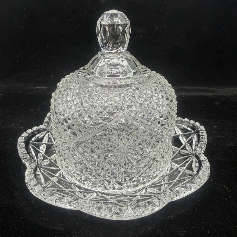Vintage 70s Avon  2-Piece Fostoria  Glass Butter/cheese Cloche & Under Plate
