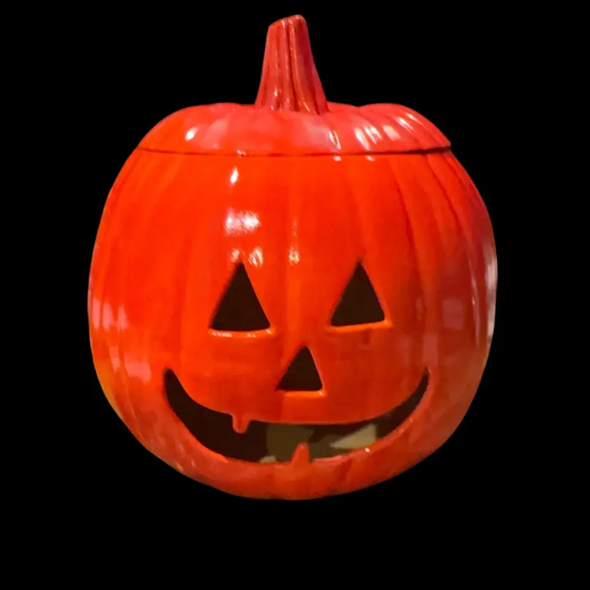 Ceramic Lidded Jack O Lantern 10”