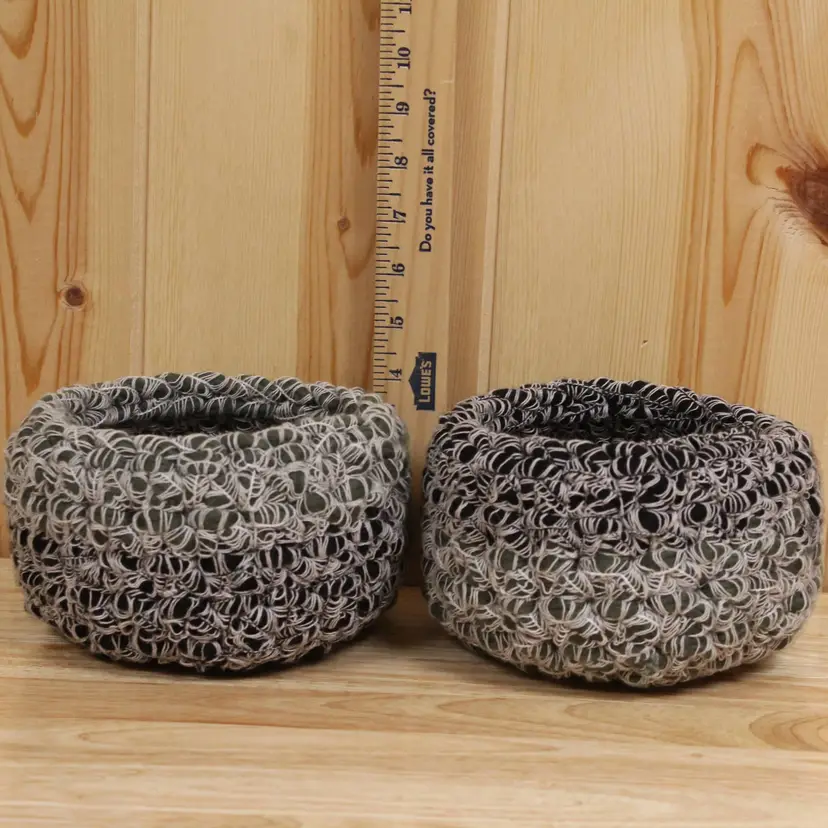 Set of 2 Whimsical Handmade Crochet Bowls - Free shipping!