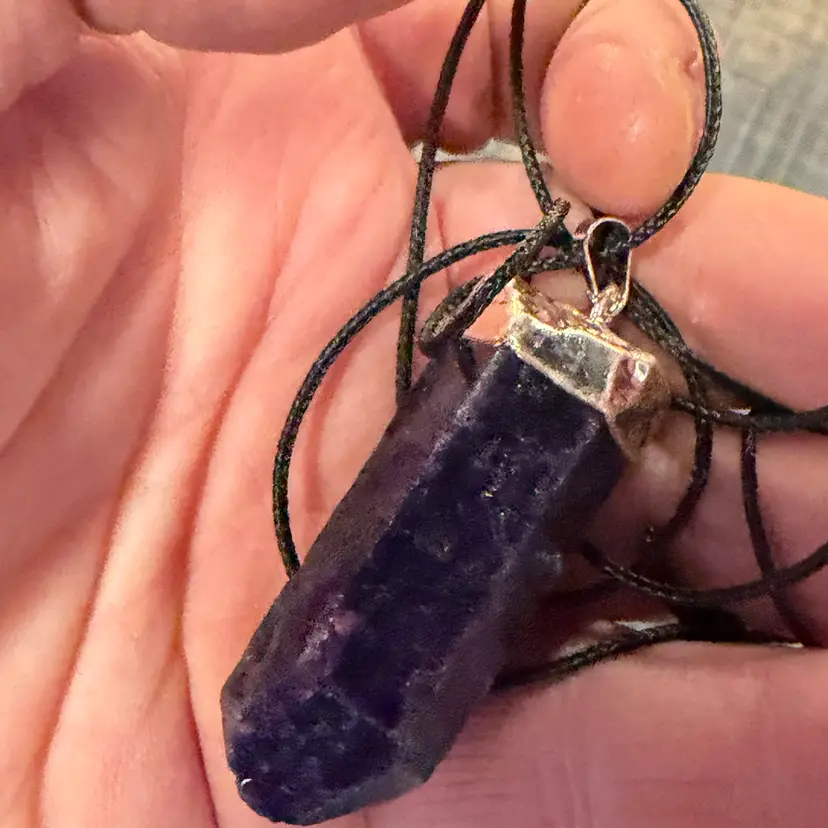 Purple Aura Quartz Dyed Necklace Point