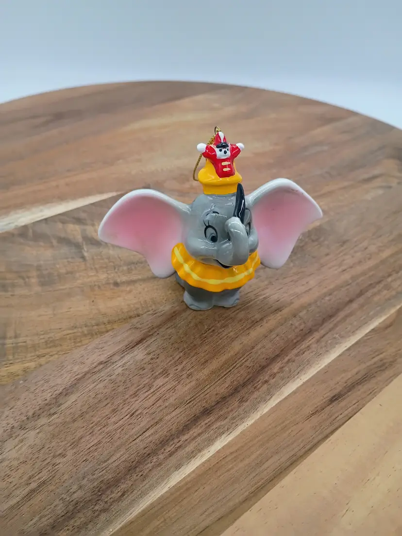 Walt Disney Dumbo  Circus Clown and Timothy Mouse Porcelain Ornament.