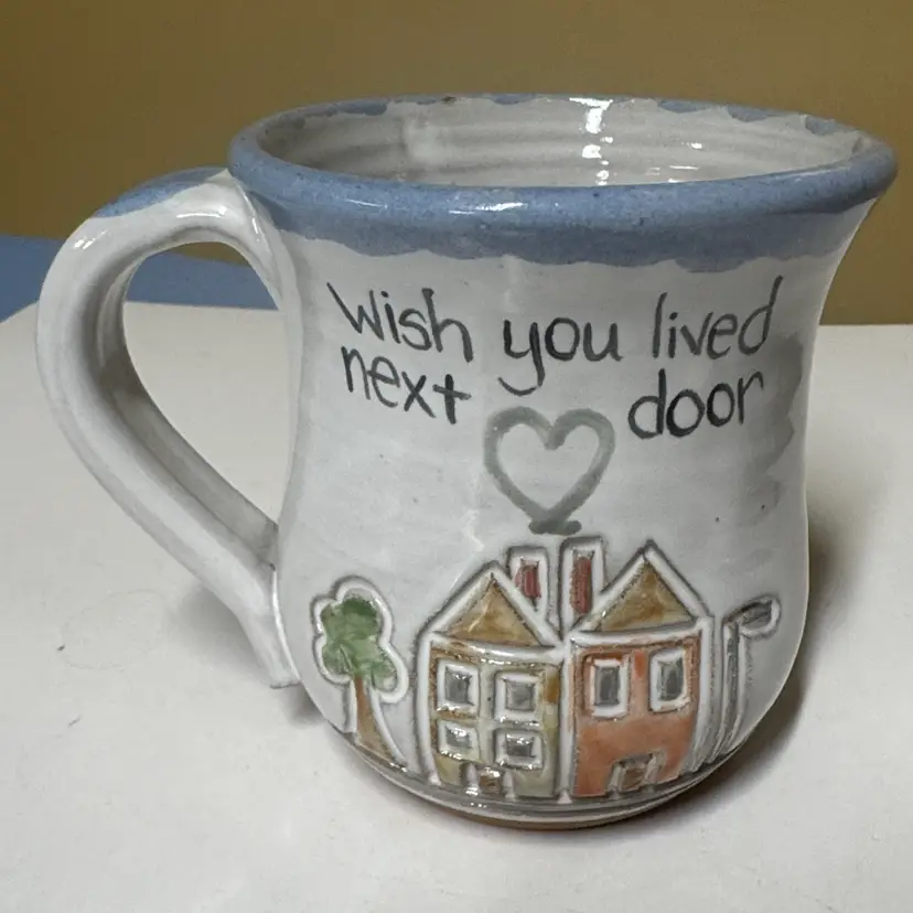 MudWorks Pottery USA I Wish You Lived Next Door 16oz Hand Thrown Stoneware Mug
