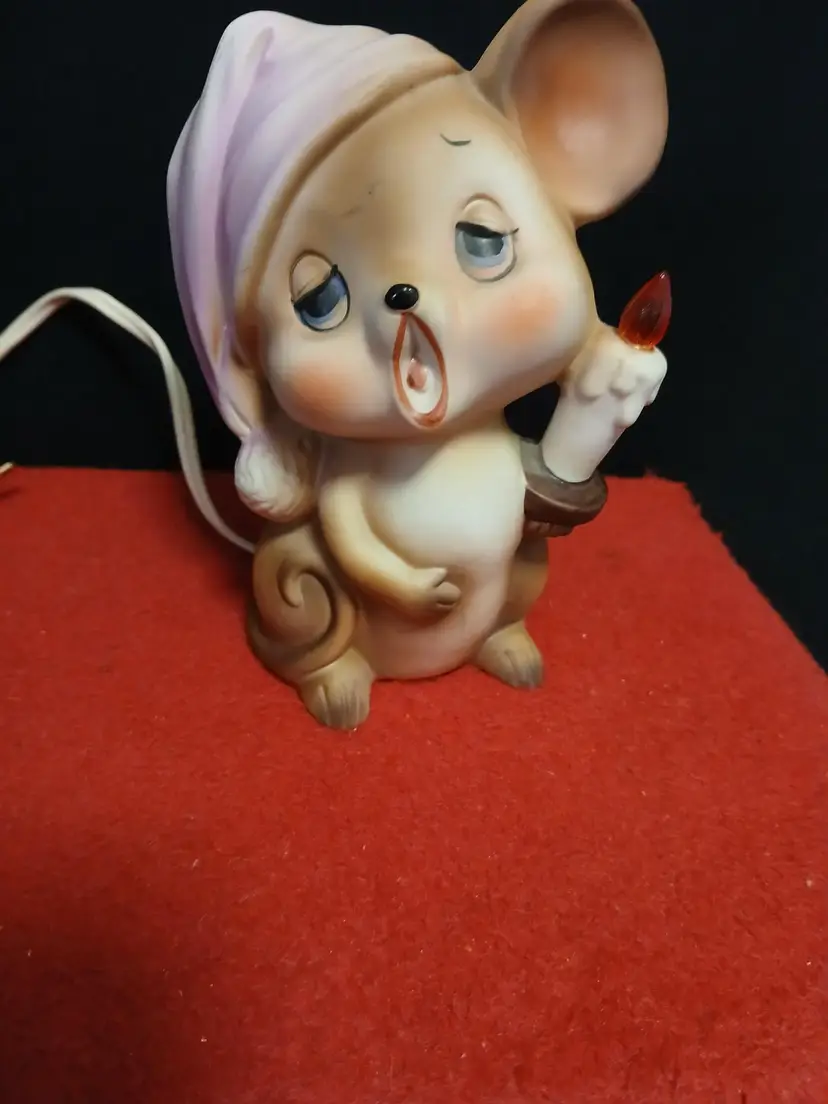 1950's Josef Originals Japan Sleepy Mouse Night Light Figurine