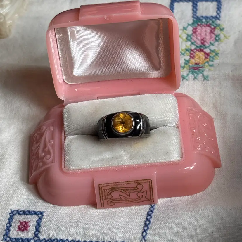 Sterling Silver Enamel Ring Size 8