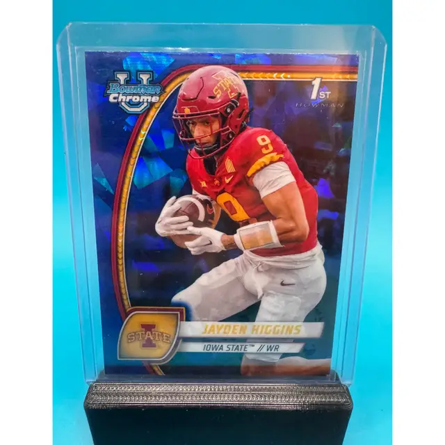 Jayden Higgins 1st Bowman Chrome U Sapphire Iowa State Cyclones & Houston Texans