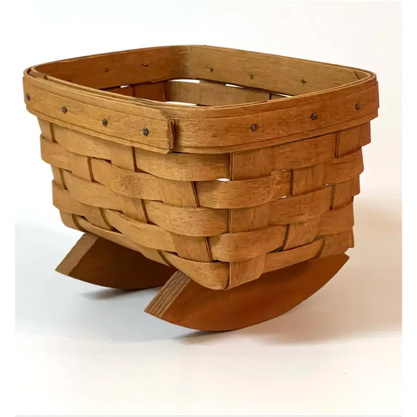Longaberger Small Rocking Basket Baby Doll Cradle 1992 USA 6.5x4.5x5 in
