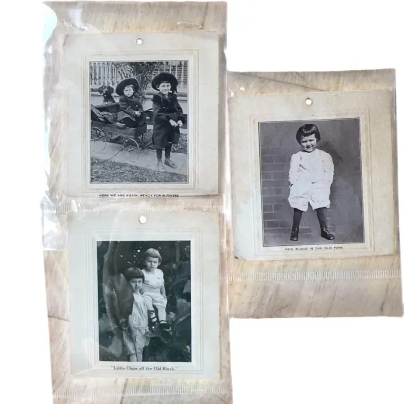 Set of 3 Antique 1910s-1920s Children Novelty Humor Photo Prints / Card Set