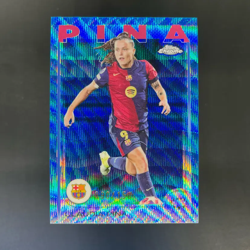 Claudia Pina 2024/25 Topps Chrome UWCL Blue Wave /150 Barcelona Soccer Card