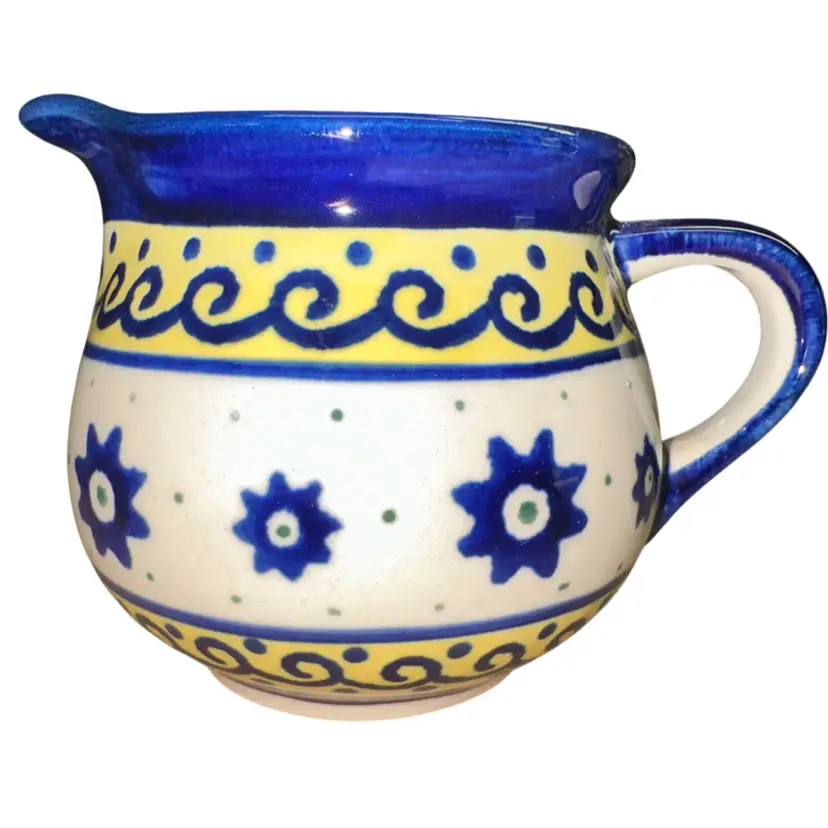 Polish Pottery Boleslawiec Yellow & Blue Creamer