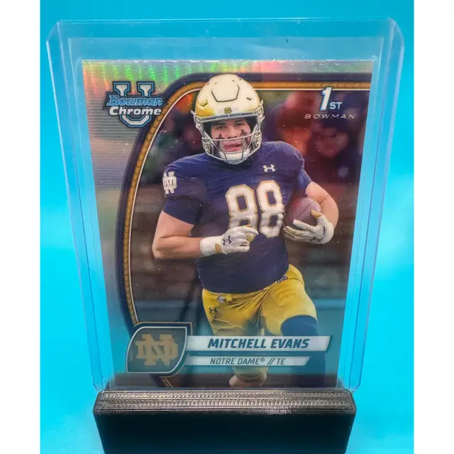 Mitchell Evans 1st Bowman Chrome U Refractor Notre Dame Fighting Irish & Carolina Panthers