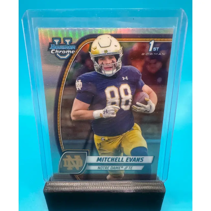 Mitchell Evans 1st Bowman Chrome U Refractor Notre Dame Fighting Irish & Carolina Panthers