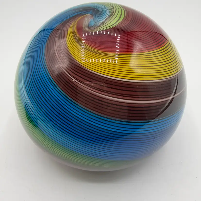 Magnum Rainbow Swirl Thick Hollow Paperweight Unmarked AS IS