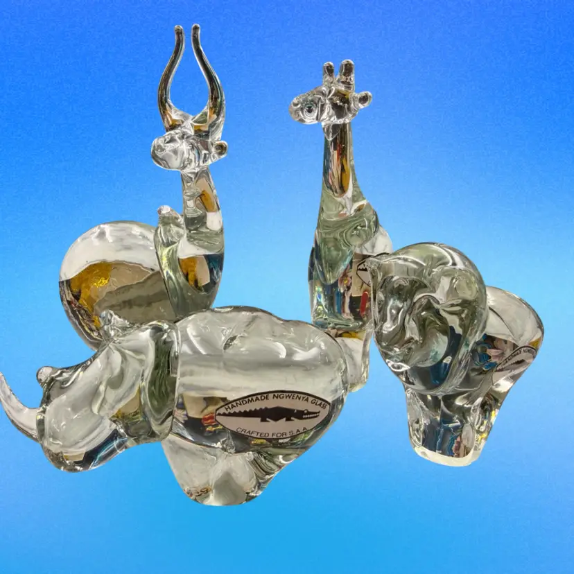 4 Clear Glass Animals NGWENYA Glass