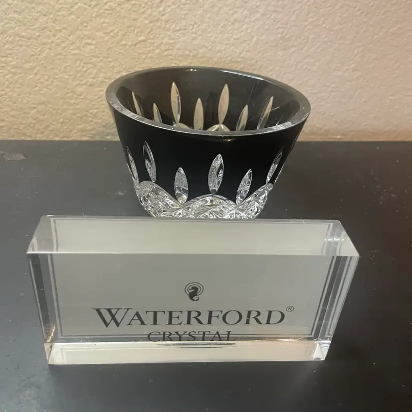 Stunning Waterford Lismore 5” Black Multipurpose Bowl w/ cut to clear crystal in classic Lismore pattern. MSRP $298