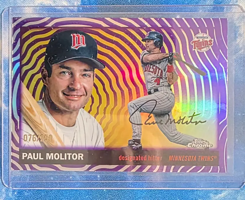 Paul Molitor 2025 Topps Chrome Platinum Pyrple Vibrations Refractor /250 Minnesota Twins