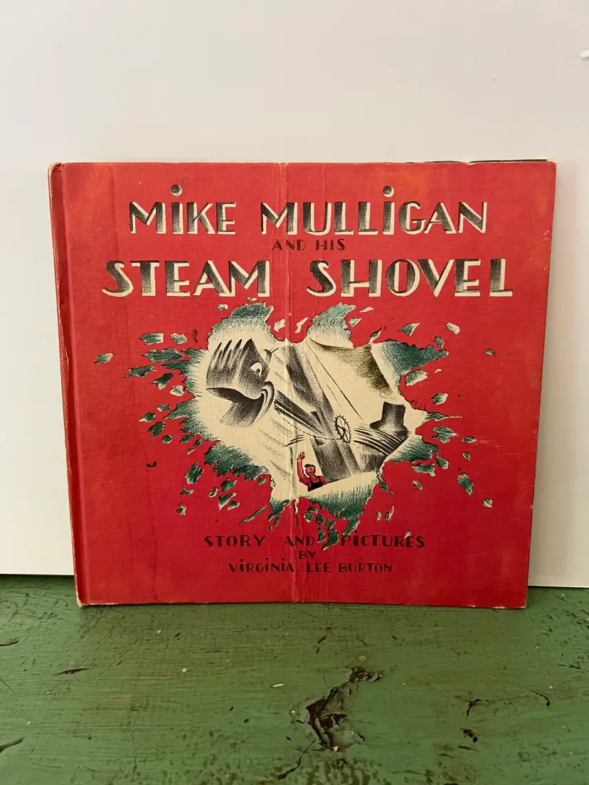 1939 Mike Mulligan and His Steam Shovel. Antique Book Damaged Cover. Written & Illustrated by Virginia Lee Burton.