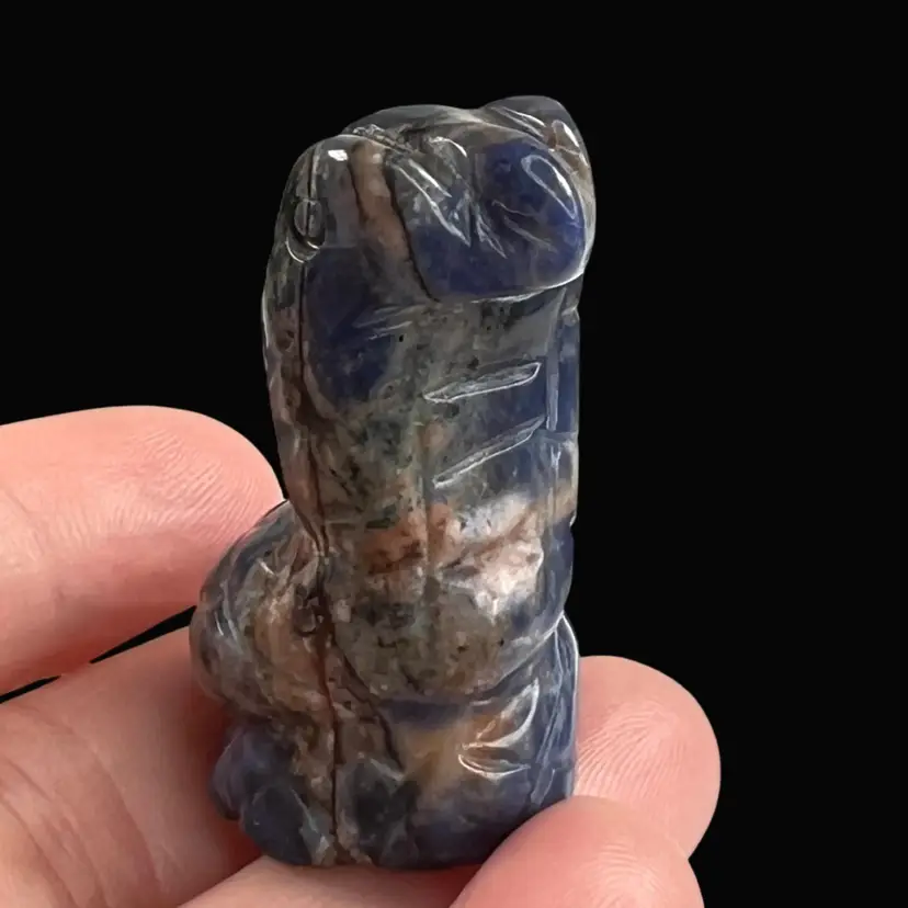 Sodalite Cobra Snake 1-1/2” Mini Carved Crystal Stone Figurine