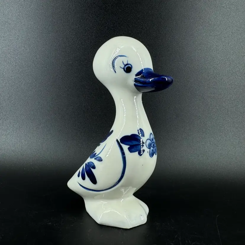 Delft Blue Porcelain Duck Figurine
