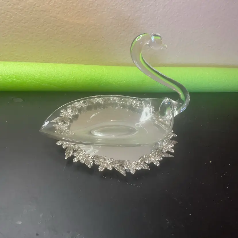 MCM Viking Glass Clear Swan Dish