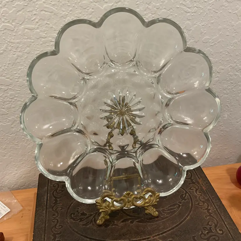 🍁 Anchor Hocking Clear Glass 12 Space Deviled Egg Plate - 10”