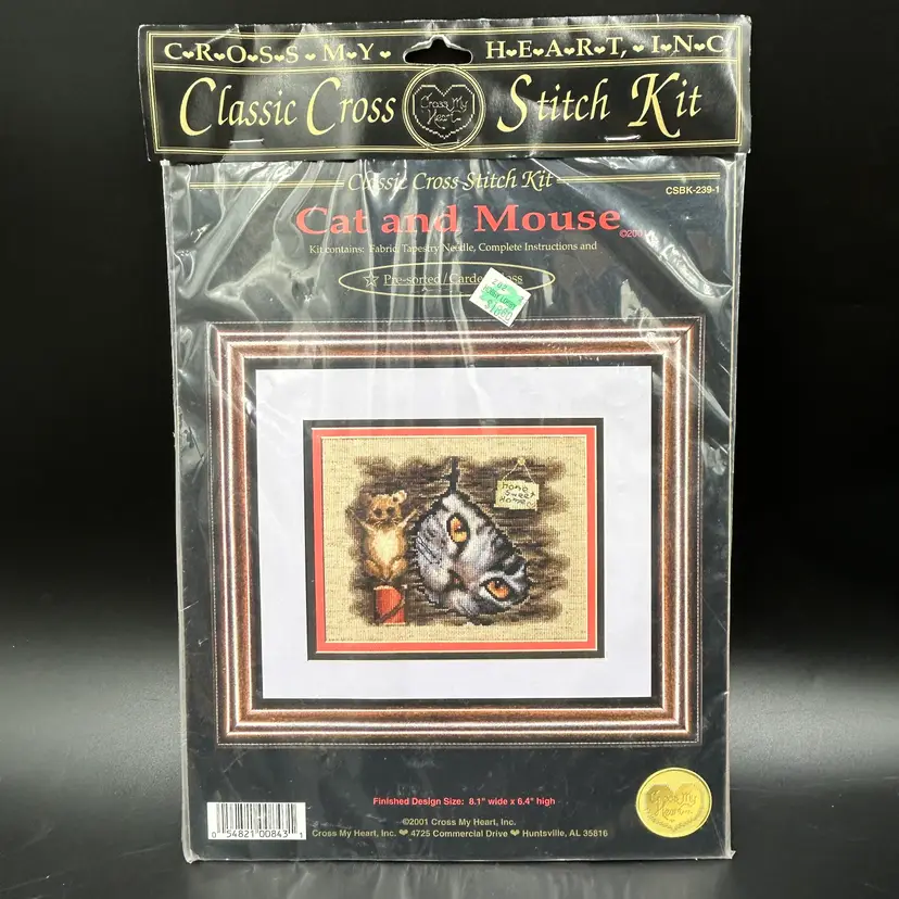 Vintage 2001 Cross My Heart Cat Mouse Counted Cross Stitch Kit CSBK-239-1 NOS