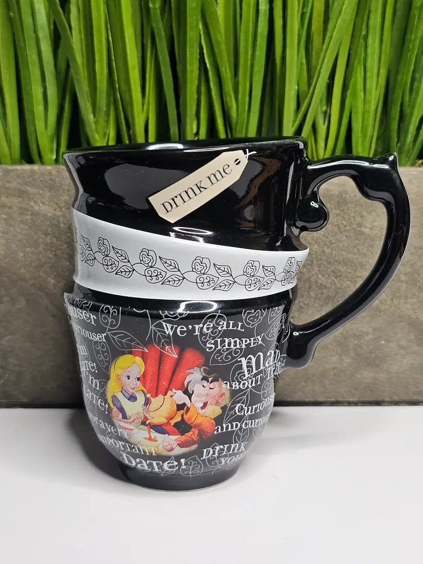 Disney Alice In Wonderland Mad Hatter "Drink Me" Triple Stacked Tea Cup Mug